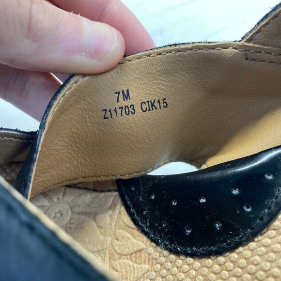 Born Daisy Wedge Sandal Women's Black Leather Chunky Strap Slingback Casual 7 M‎ - Picture 5 of 16